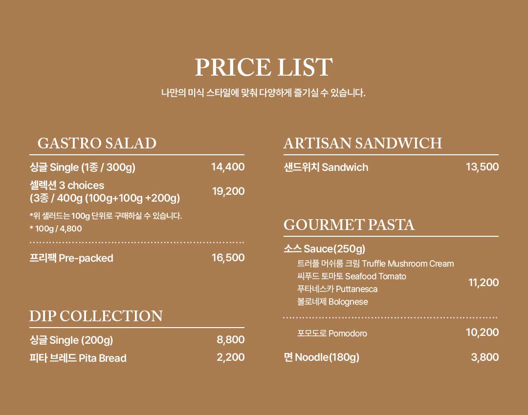 PRICE LIST